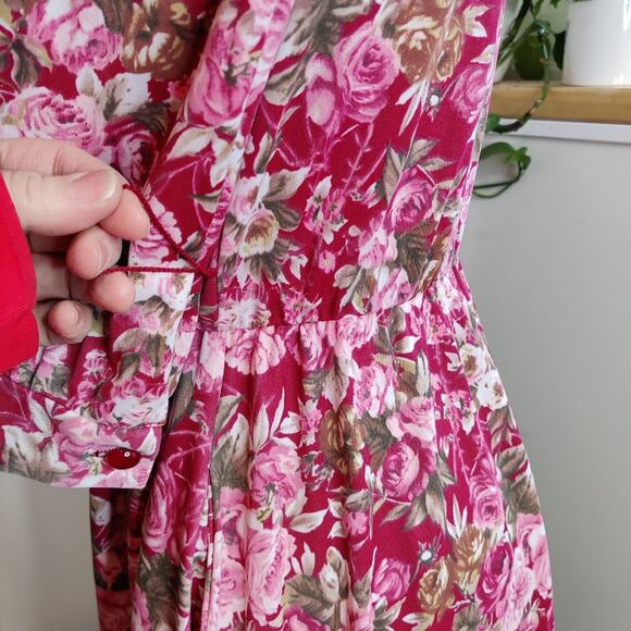 Anthony Richards Vintage Floral Fit & Flare Button Down Midi Shirt Dress Size 6P - Picture 4 of 11
